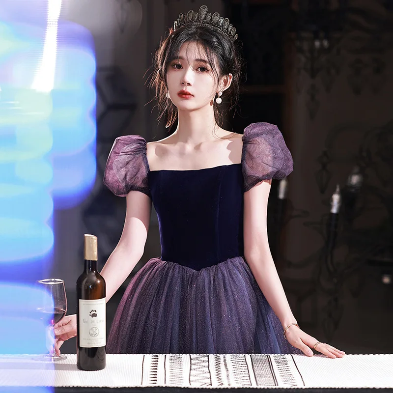 French Style Banquet Evening Wedding Party Dress Fairy Birthday Adult Ceremony Girl Student Graduation Summer Vestido De Festa