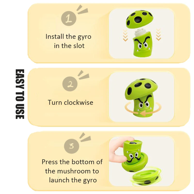 1 ชิ้นการ์ตูน Spinning Top ของเล่นตลกสร้างสรรค์ Mini เห็ดกดกับ Spinning Top เด็ก Decompression Gyro ของเล่นของขวัญ