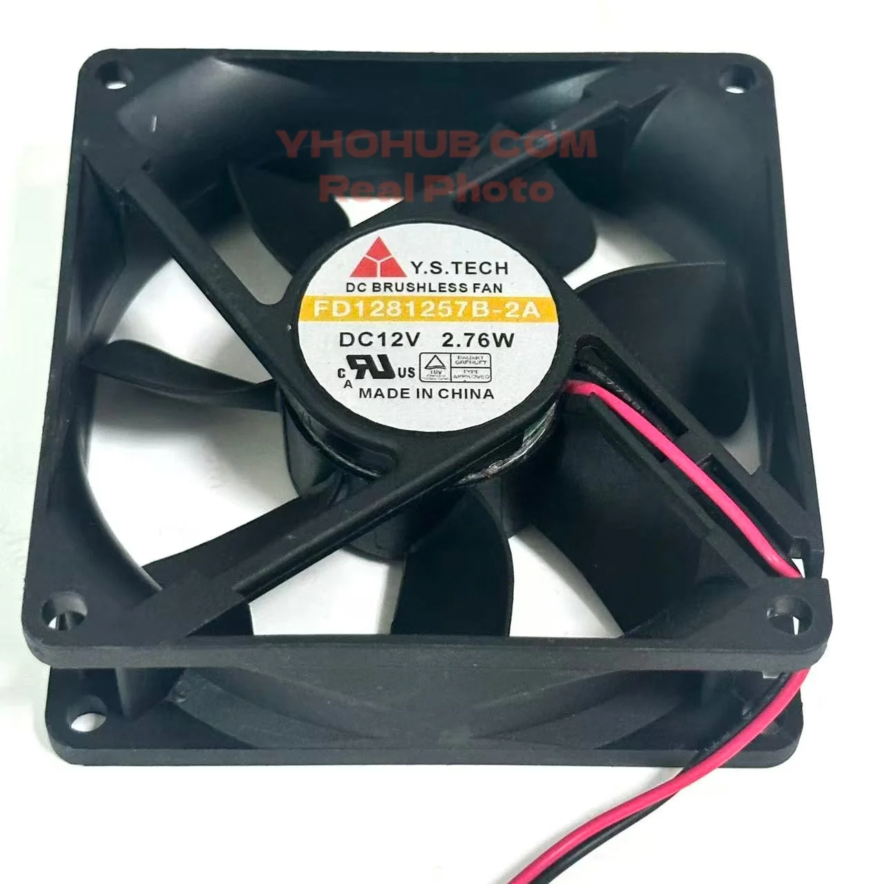 Y.S TECH FD1281257B-2A DC 12V 2.76W 80x80x25mm 2-Wire Server Cooling Fan