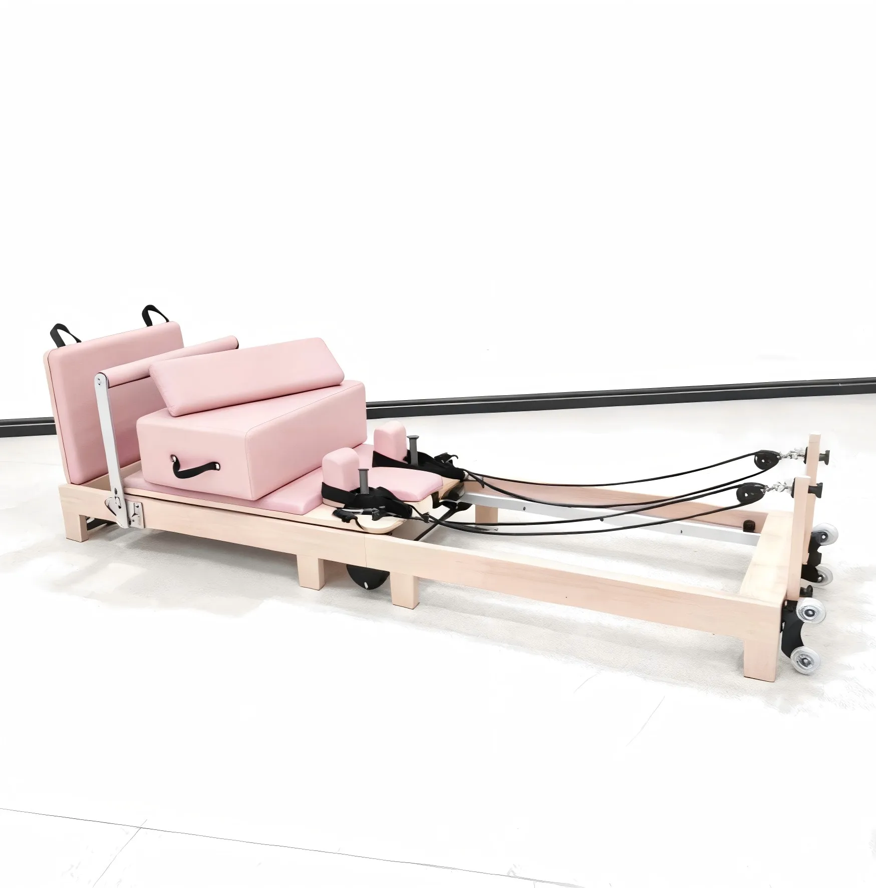 

Foldable Maple Wood Pilates Reformer with Jump Board & 5 Springs, Space-Saving