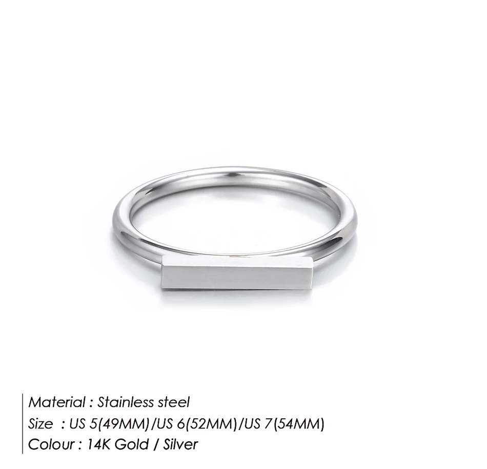 EMANCO  Stainless Steel Punk Rings for Women Gold Color Dainty Pinky Bar Ring Stackable Jewelry US5/6/7