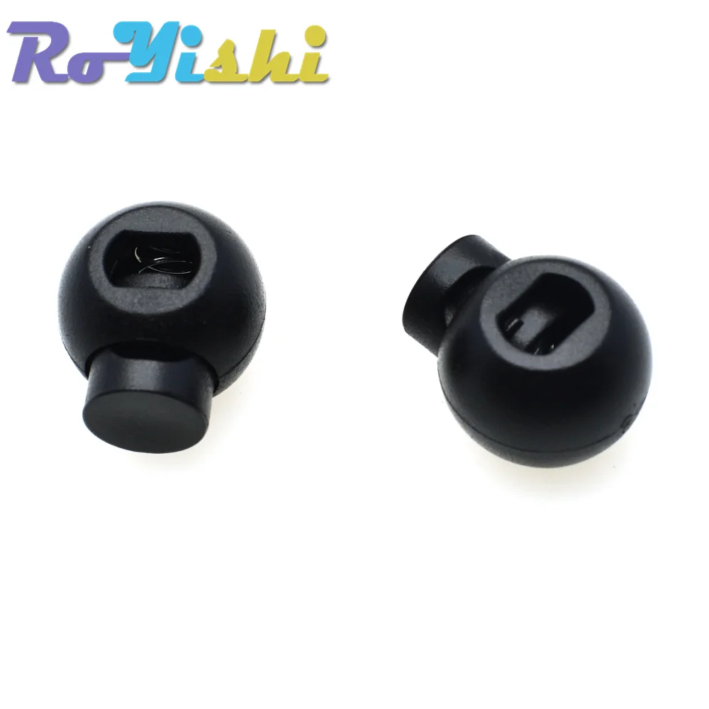 10 Pcs/Pack Cord Lock Round Ball Toggle Stopper Plastic Size:17mm*14.5mm*12mm Toggle Clip Black