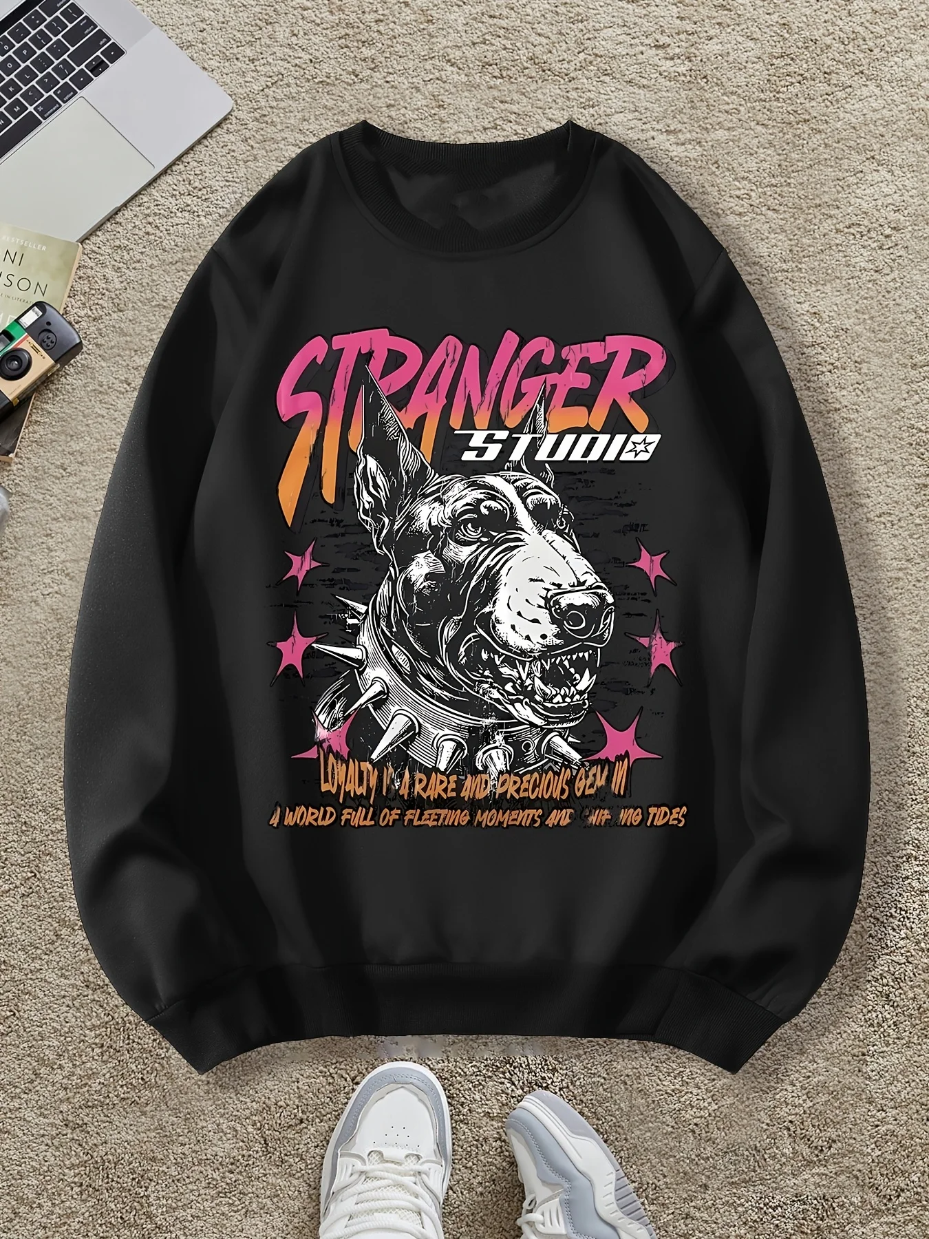 

Осенне-зимняя мужская и женская спортивная одежда с длинными рукавами и принтом собаки в стиле ретро, повседневная свободная уличная уличная толстовка