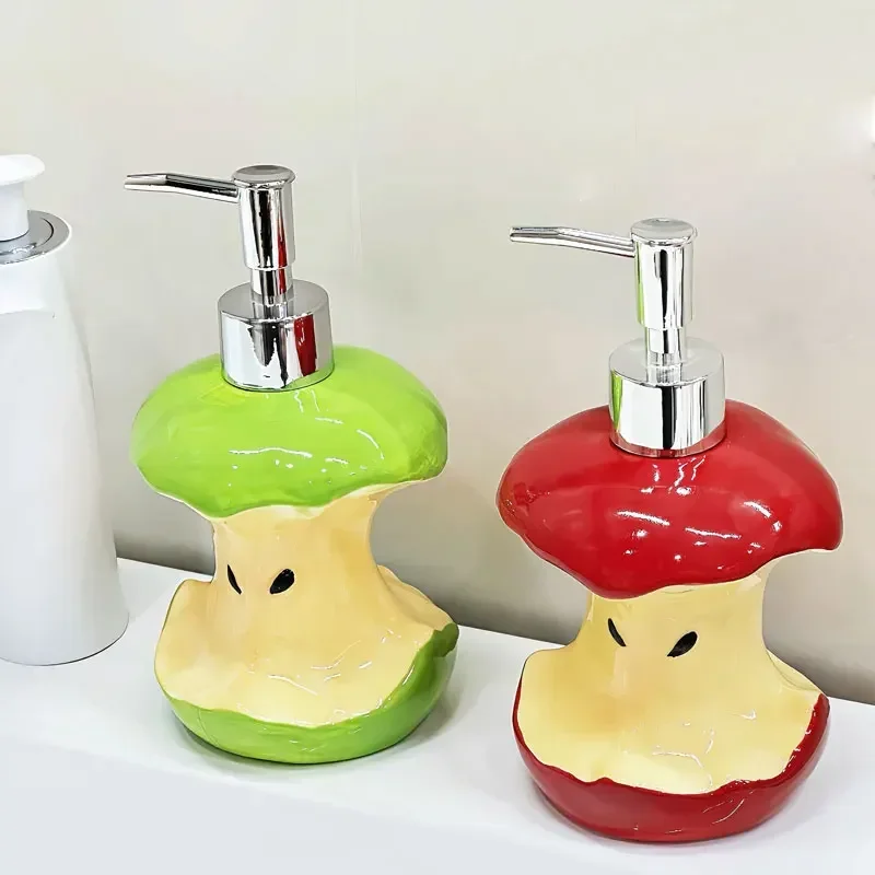 350ml Soap Dispenser Creative Apple Core lotion Bottle Household Hand Wash Liquid Shower Gel Split Bottle Press Ceramic Bottle