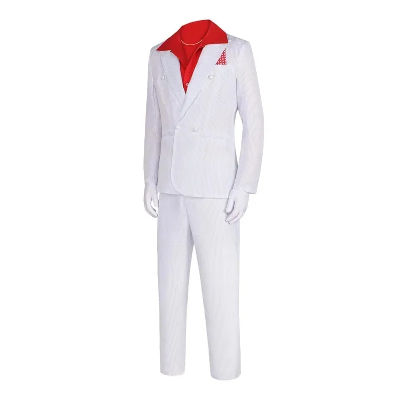 ♥ 2026 New 1983 Movie Scarface Al Pacino Cosplay White Suit Red Shirt Costume Accessories Outfits Halloween Roleplay ★ Look at m view 5