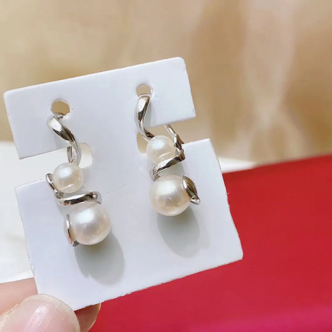 

Оптовая продажа, серьги из стерлингового серебра S925, фурнитура для крепления, базовые монтажные детали, аксессуар для жемчуга 5-6,5 мм, 5 пар/лот