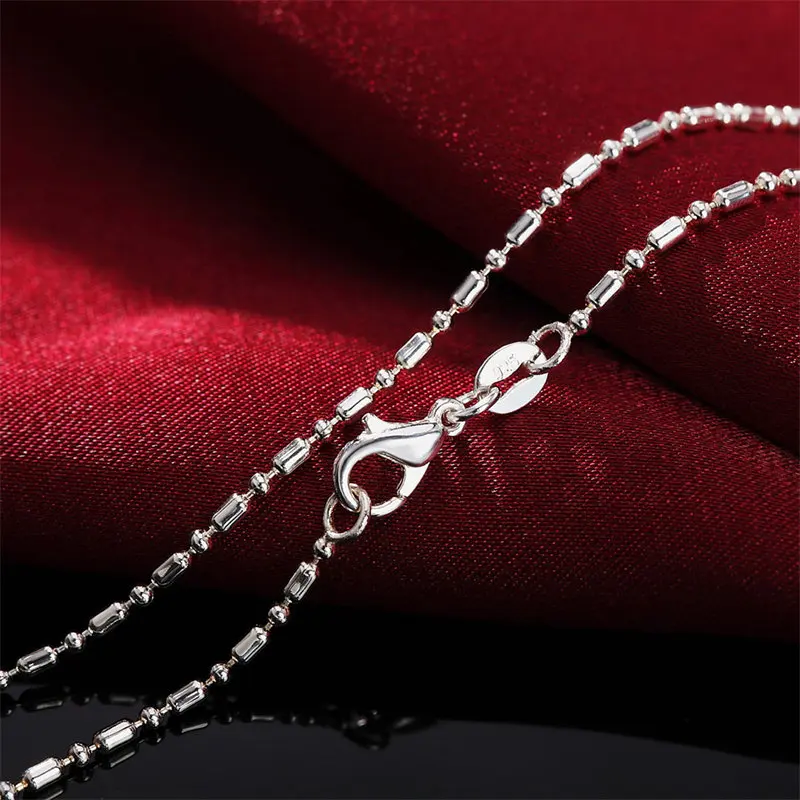 Charm 925 Sterling Silver 16-30 Inches Bamboo Chain Necklace For Women Men Fashion Wedding Party Favors Jewelry Accessories