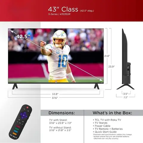 43-tums klass S3 1080p LED Smart TV med TV (43S350R, 2023 års modell), kompatibel med Alexa, Google Assistant 10 best sales 43-tums smart-TV - №10
