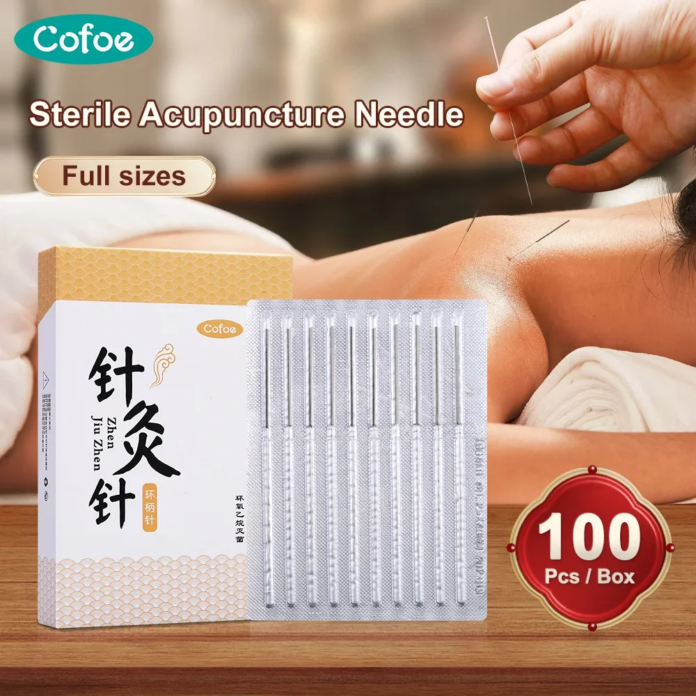 COFOE 100PCS Disposable Acupuncture Needle 13/25/30/40/50/60/75mm Sterile Needle（Individual Packing）