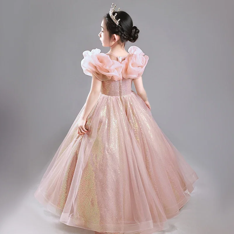 Flower Girl Party Birthday Dresses for Wedding Bridesmaid Children Elegant Luxury Long Evening Gown Formal Kids Ceremony Dresses