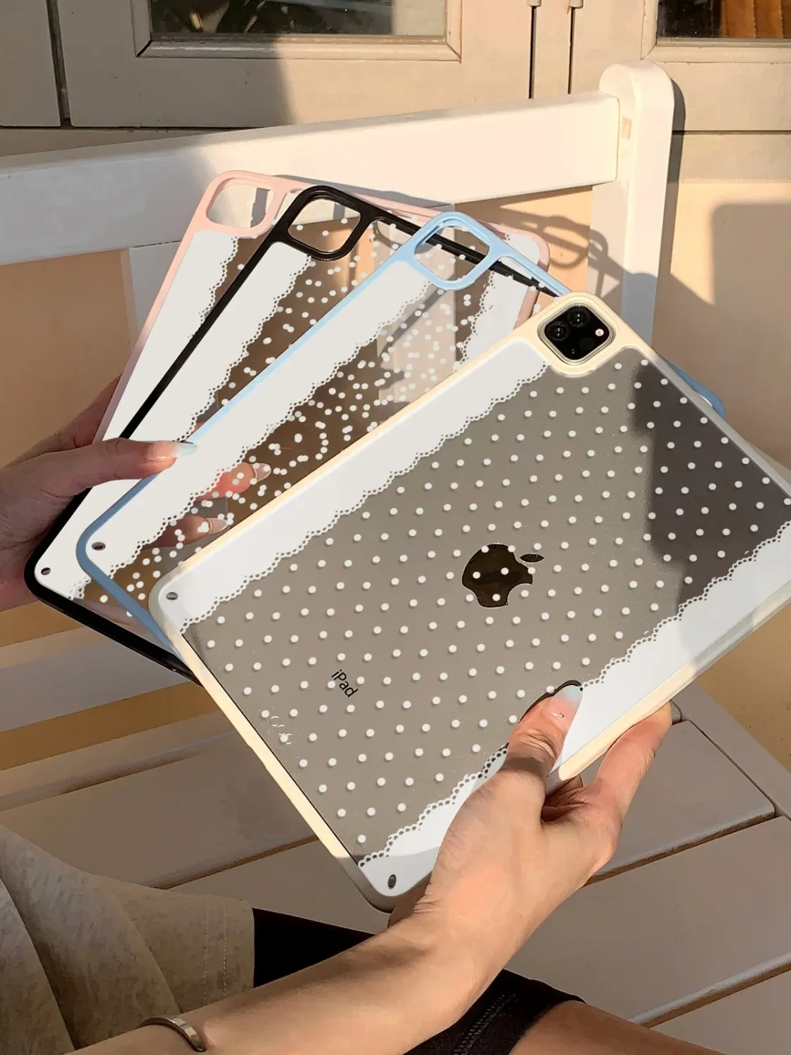 Korea ins Lace Edge Polka Dots Cover For iPad Pro 13 11th M5 M4 12.9 A16 10 8 7 9th 10th For Ipad Air 11 M2 M3 Mini Tablet Case