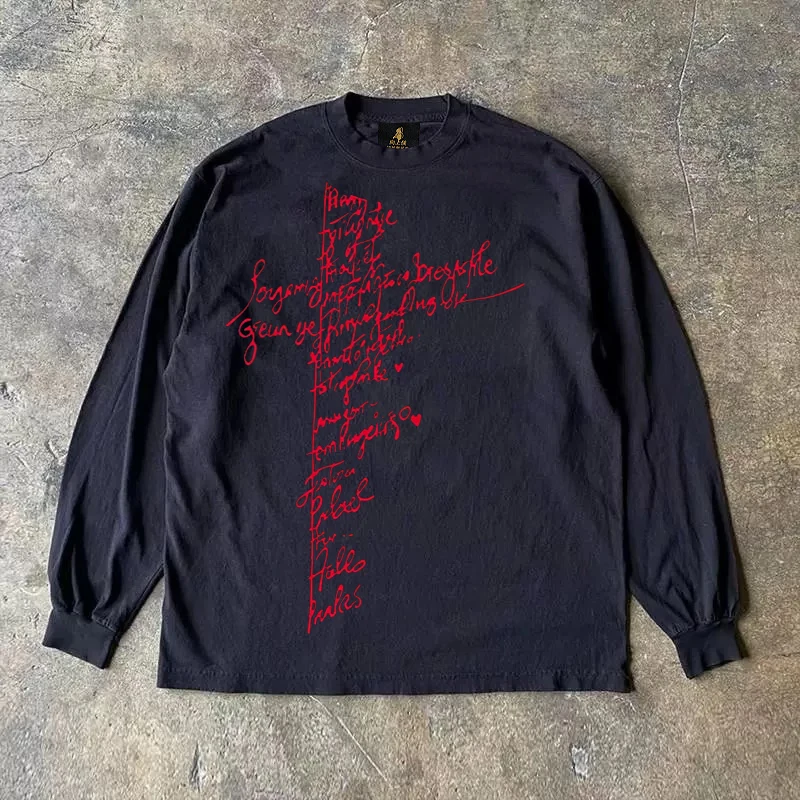 Long Sleeve T-Shirt 310 Pure Cotton Double Thread Women's Style Three Needle Charitable Fundraising Upward Hero American Couple