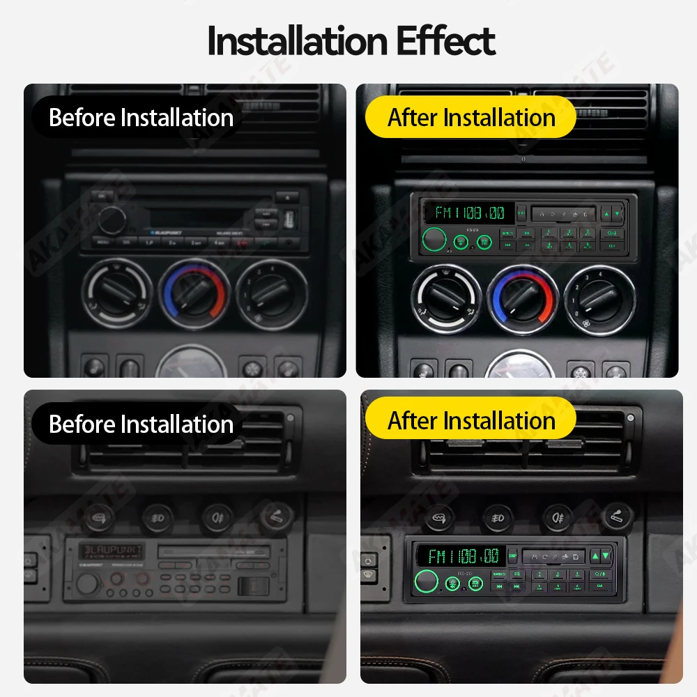 1Din Car Radio MP3 Player Bluetooth USB AUX FM AM RDS EQ Classic Multimedia Stereo For Porsche Mercedes BMW Audi Alfa Land Rover