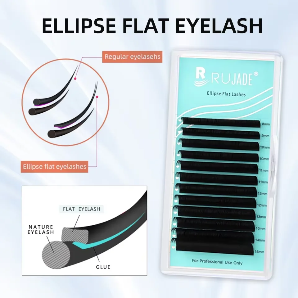 Flat Ellipse Eyelashes Faux Mink Ellipse Flat Shape Individual Eyelash Extensions Ellipse Cashmere Lash Split Tips Volume Lashes