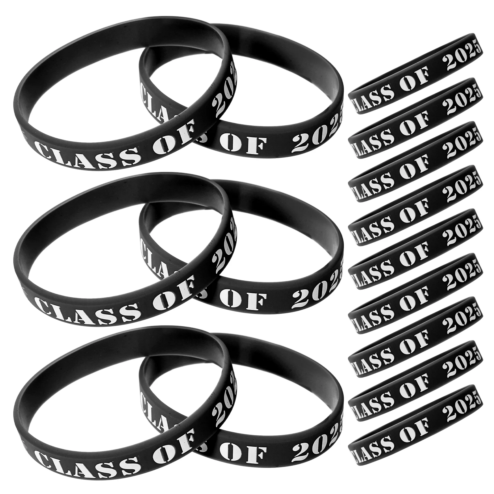 25 peças pulseiras reutilizáveis pulseira de formatura material escolar portátil preto para eventos