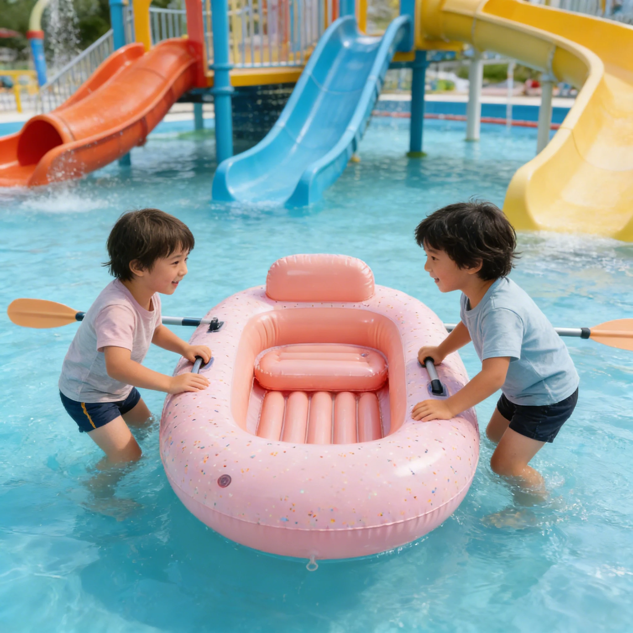 

Customizable Kids Hand Crank Boat for Pool Kids Inflatable Boat for Swimming Pool Easy to Inflate for Beach Pool Play Use