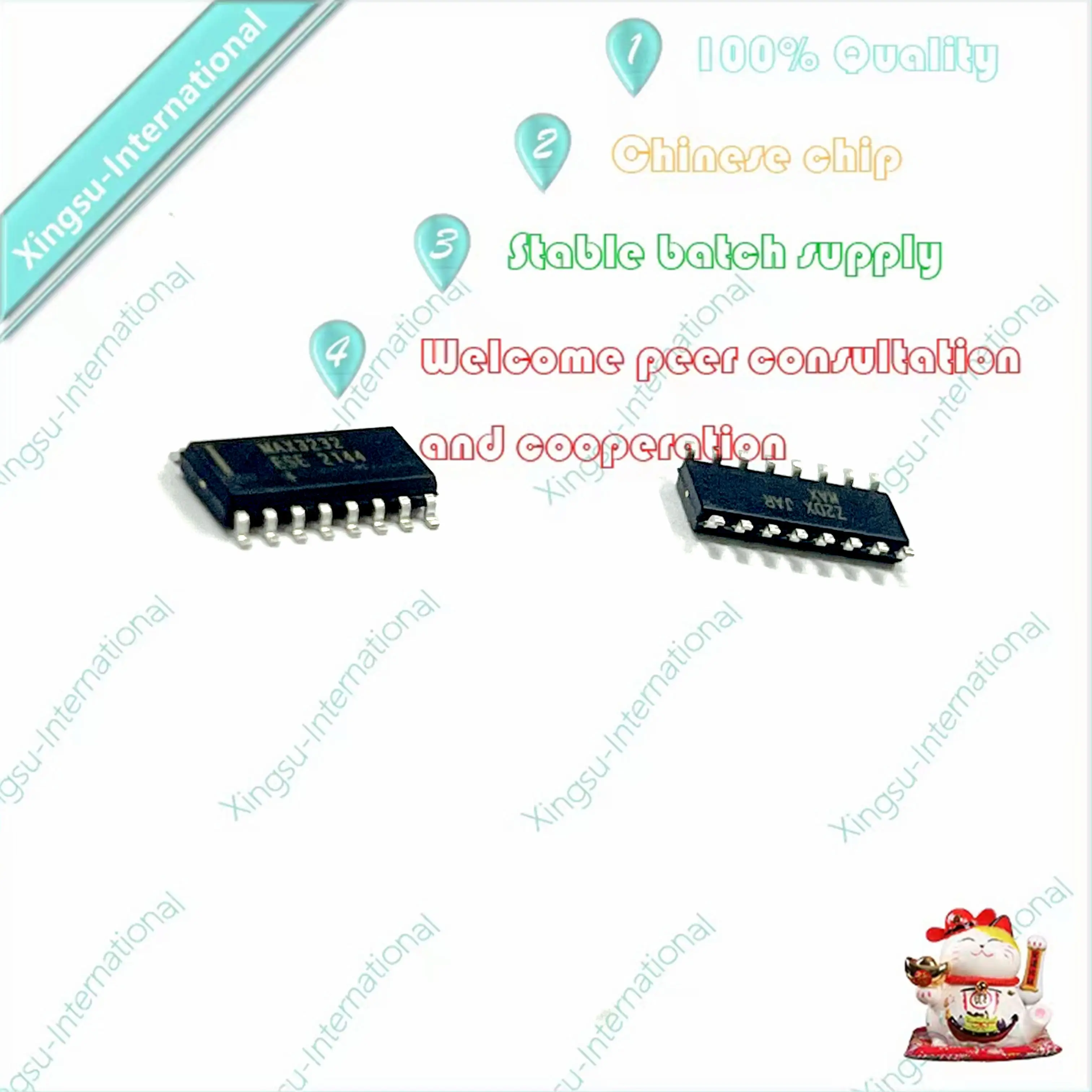 1 buah/potong asli autentik MAX3232ESE + T MAX3232 paket SOIC-16 RS232 IC Transceiver