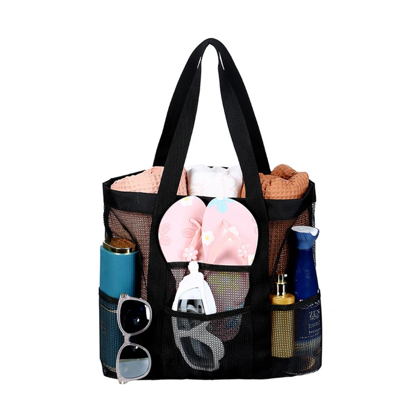 Borsa da spiaggia estiva borsa da viaggio portatile in tessuto a rete Multi-tasca di grande capacità borsa da viaggio per il nuoto Fitness borse