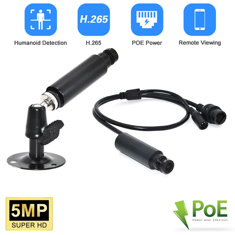 

H.265 5MP 4MP 3MP POE Mini Surveillance Network IP Camera On vif P2P Web Micro IP Cam Mini Bullet For Industry Police Mine