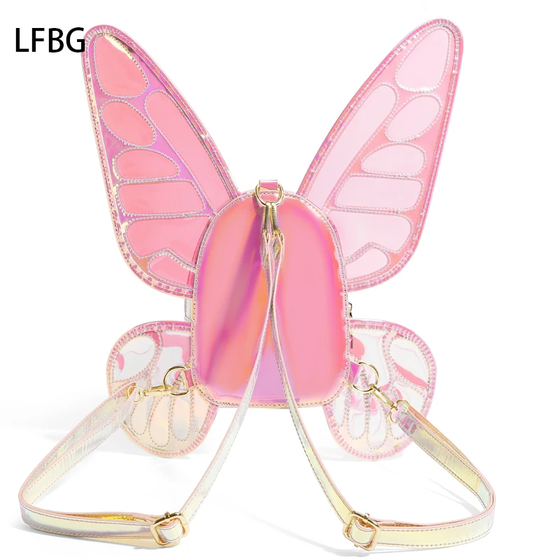 2024 Guangzhou High Quality Girls Mini Laser PVC Reflective Backpack Handbag Bag With Flying Wings