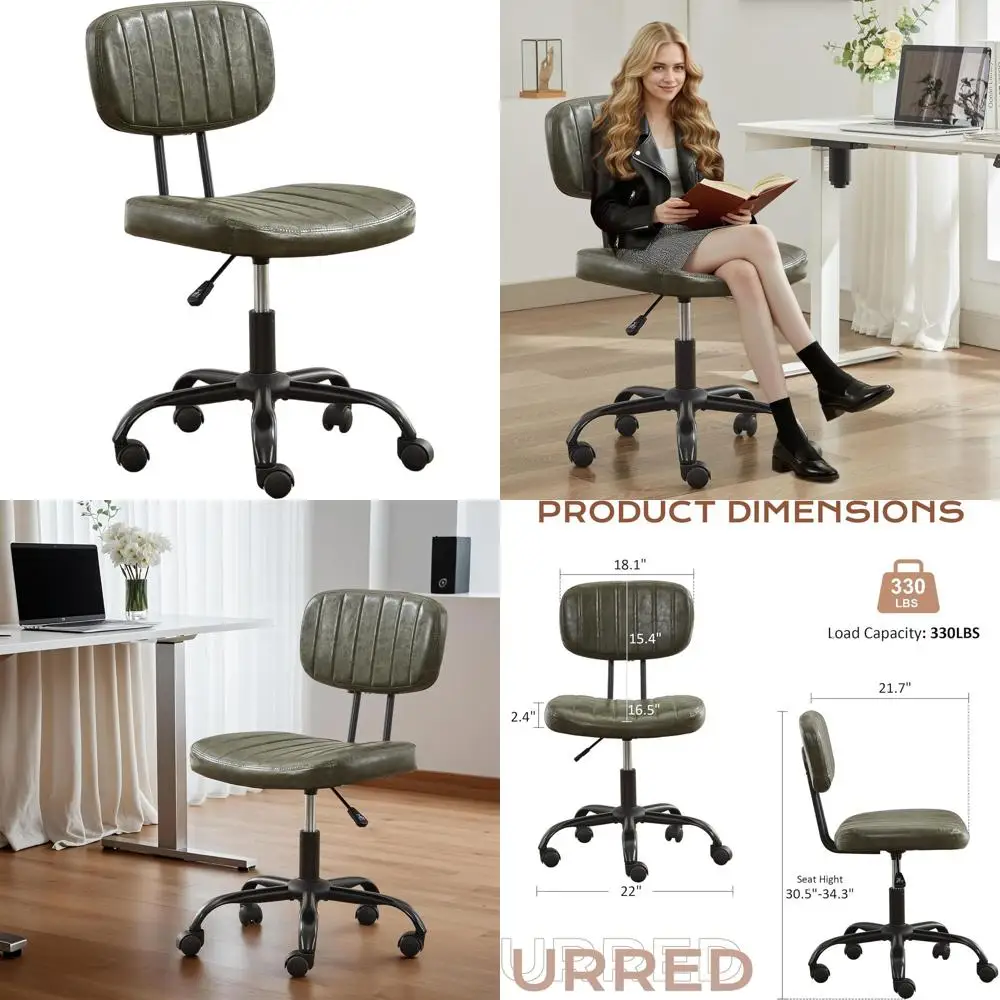 

Зеленое эргономичное кресло на колесиках с регулировкой высоты, идеально подходит для домашнего офиса, рабочего стола или небольших помещений