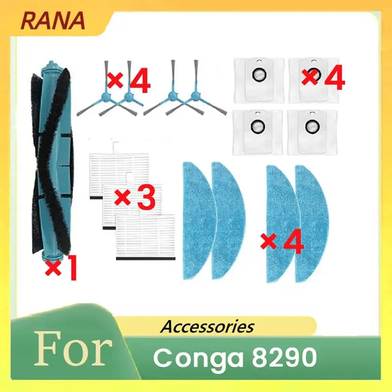 

16 Pcs For Conga 8290 Sweeping Robot Accessories Main Side Brush Dust Bag Mop Cleaner Parts Replacement