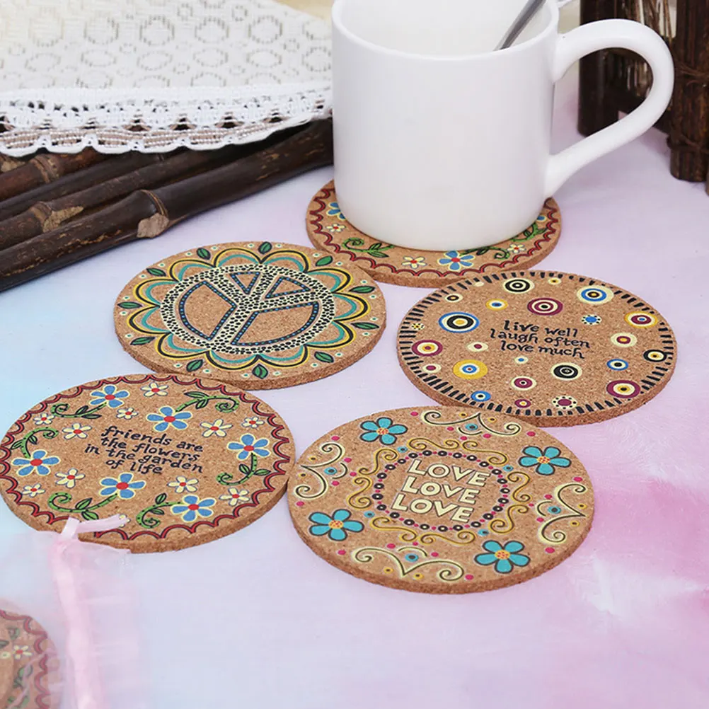 

16 pcs Natural Cork Coasters Heat Resistant Drink Pads Table Protection Mats For Kitchen Bar Wedding Decor Light Brown