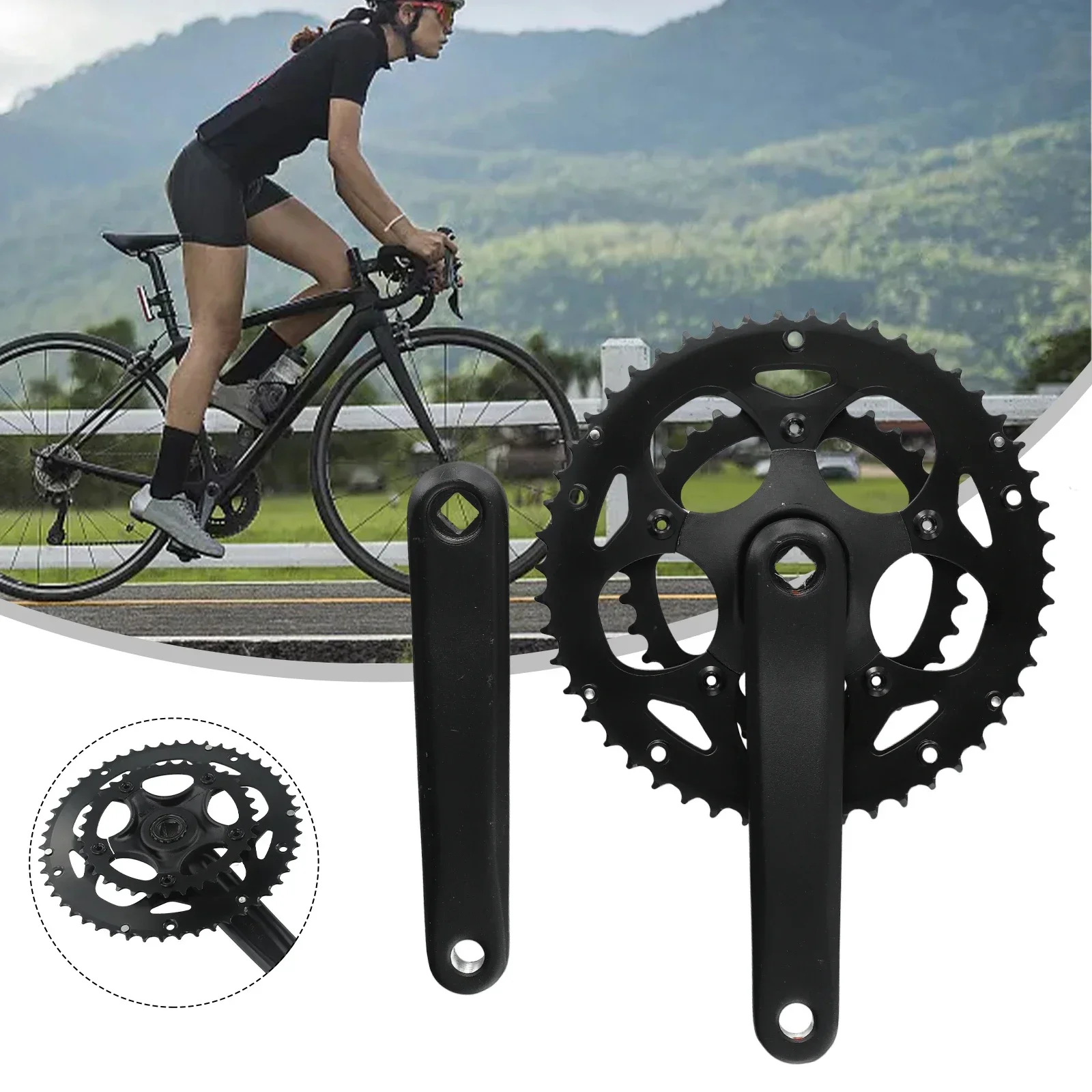 Lightweight Double Chainwheel Set for For road Bikes 34/50T Crankset 170mm Square Taper Compatible with 9/10/11 Speed