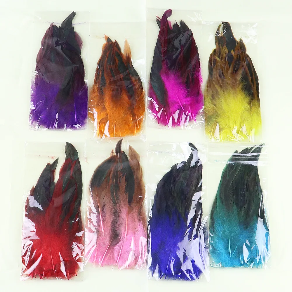 Piume di pollo di gallo colorate naturali all\'ingrosso per artigianato che fanno gioielli Dream Cather Cock Feather decorazione creativa