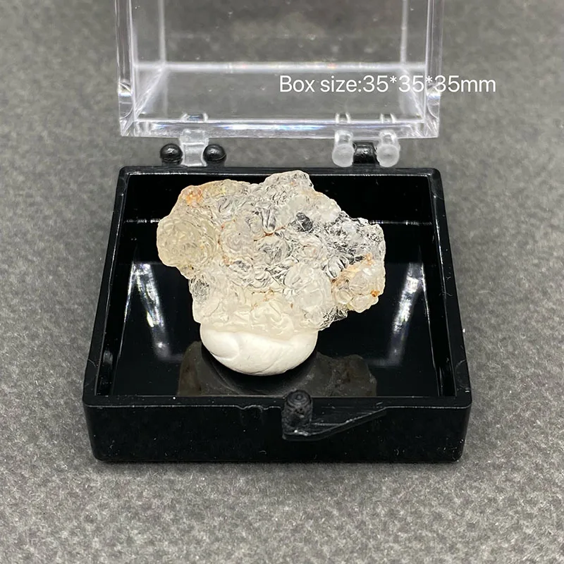 100% natural  hyalite raw stone mineral specimen healing crystal gem collection +Box size：35*35*35 mm