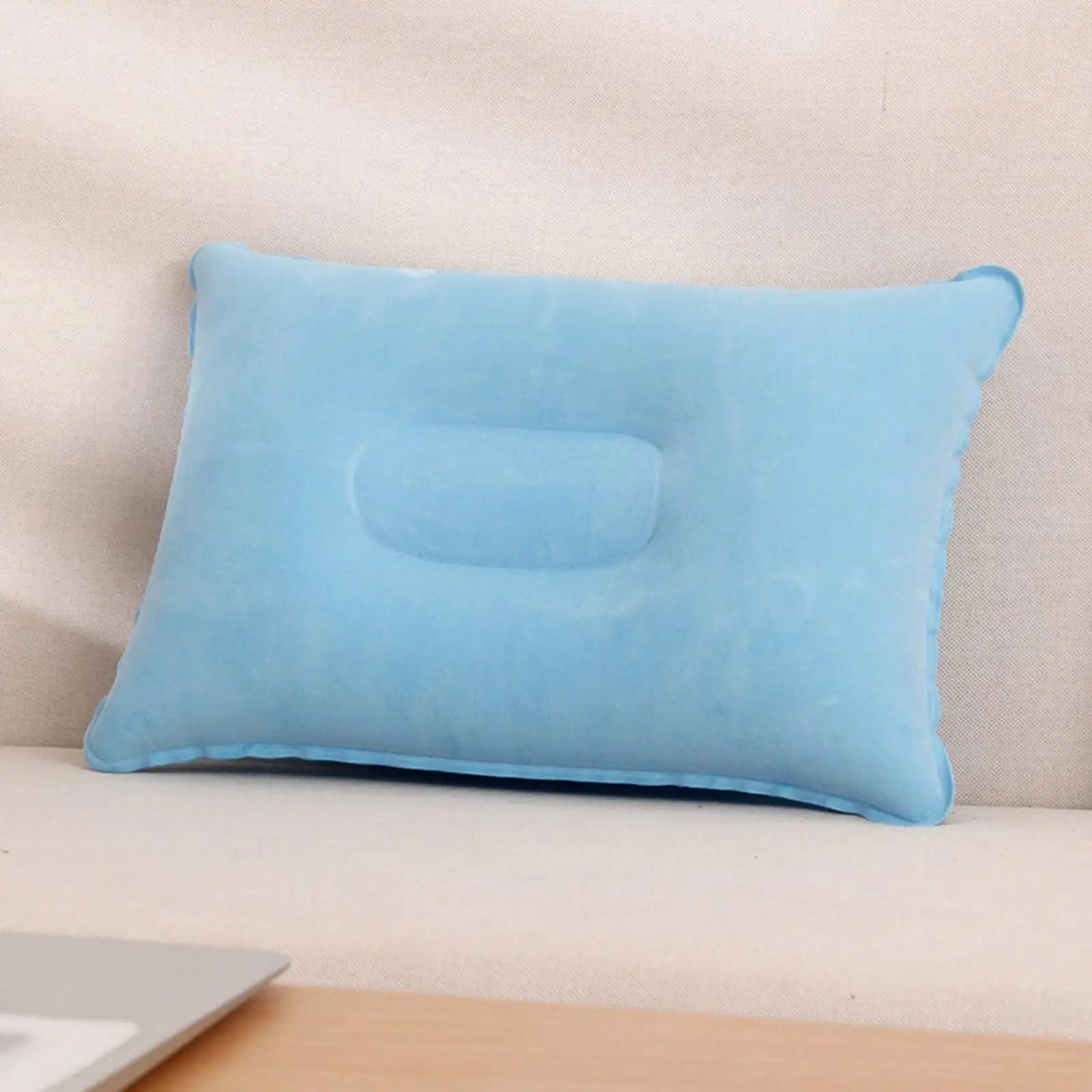 Flocked Air Pillow Lightweight Inflatable Travel Pillow Multifunctional Portable Rest Cushion for Journeyers, Campers, Camping,