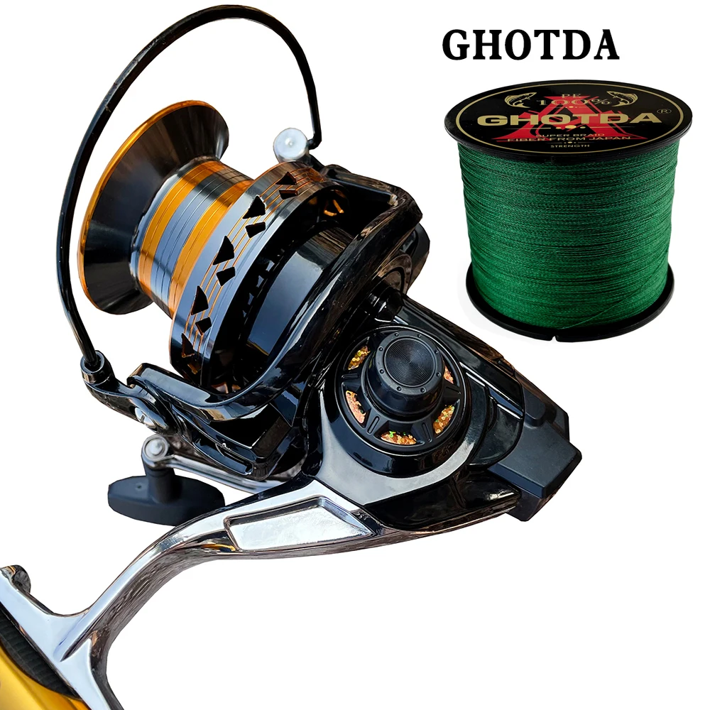 Fishing Reel Spinning With Fishing Line Kit 9000 10000 12000Series Metal Spool Spinning Wheel for Sea Fishing Carp Fishing Coil