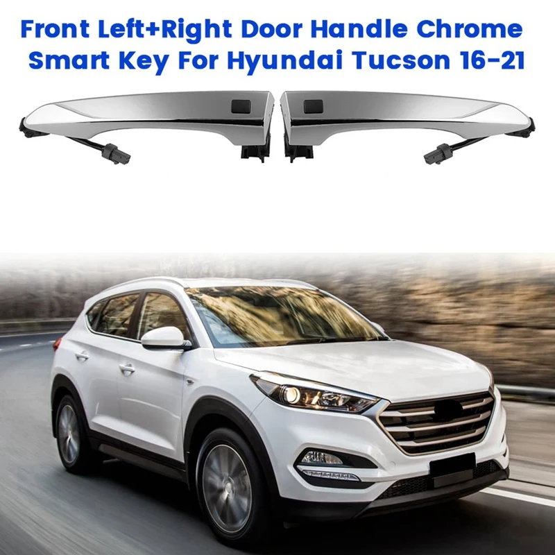 Left&Right Front Door Handle Smart Key 82651-D3710 82661-D3710 For Hyundai Tucson 16-21 Outer Door Handle Pull Chrome