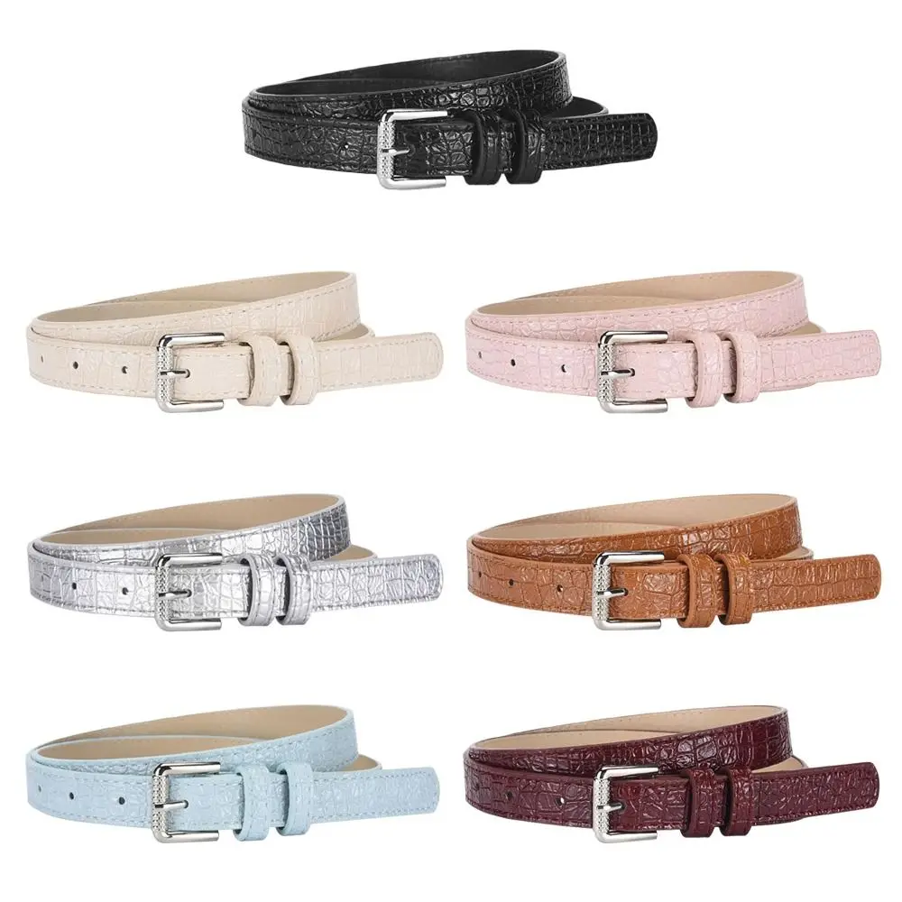 Vintage Crocodile Pattern Women's Belt PU Leather Simple Waistband Belts Designer Luxury Leather Belt Dresses