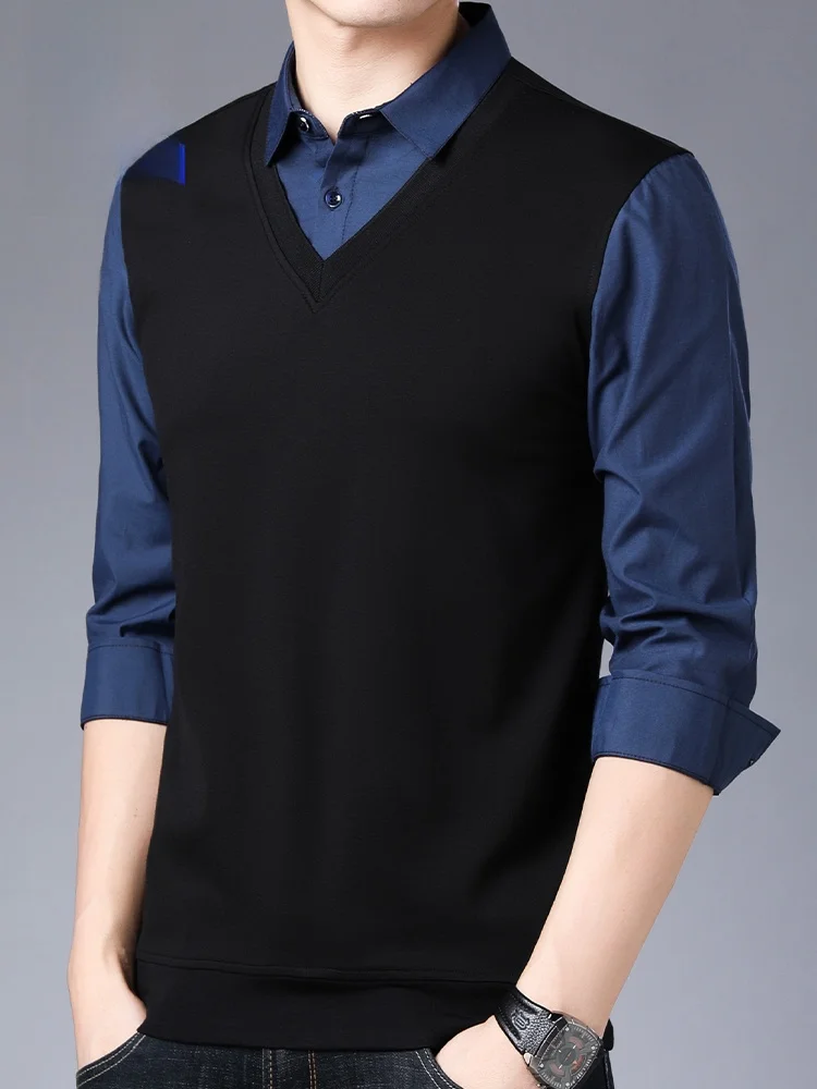 

Мужской трикотажный свитер Rn Faionable, повседневный, длинный рукав, весна-осень, новинка, приталенный крой, полиэстер, нейлон, спандекс