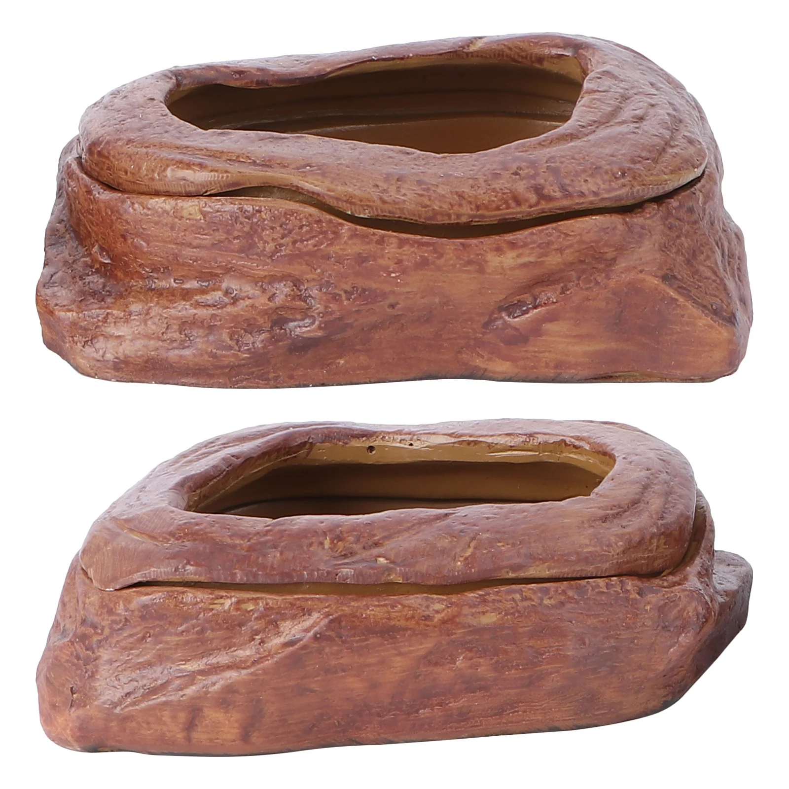 

2Pcs Resin Reptile Food Bowl Durable Handy Long Time Use Creative Landscaping Pet Supply Suitable for Lizards Turtles
