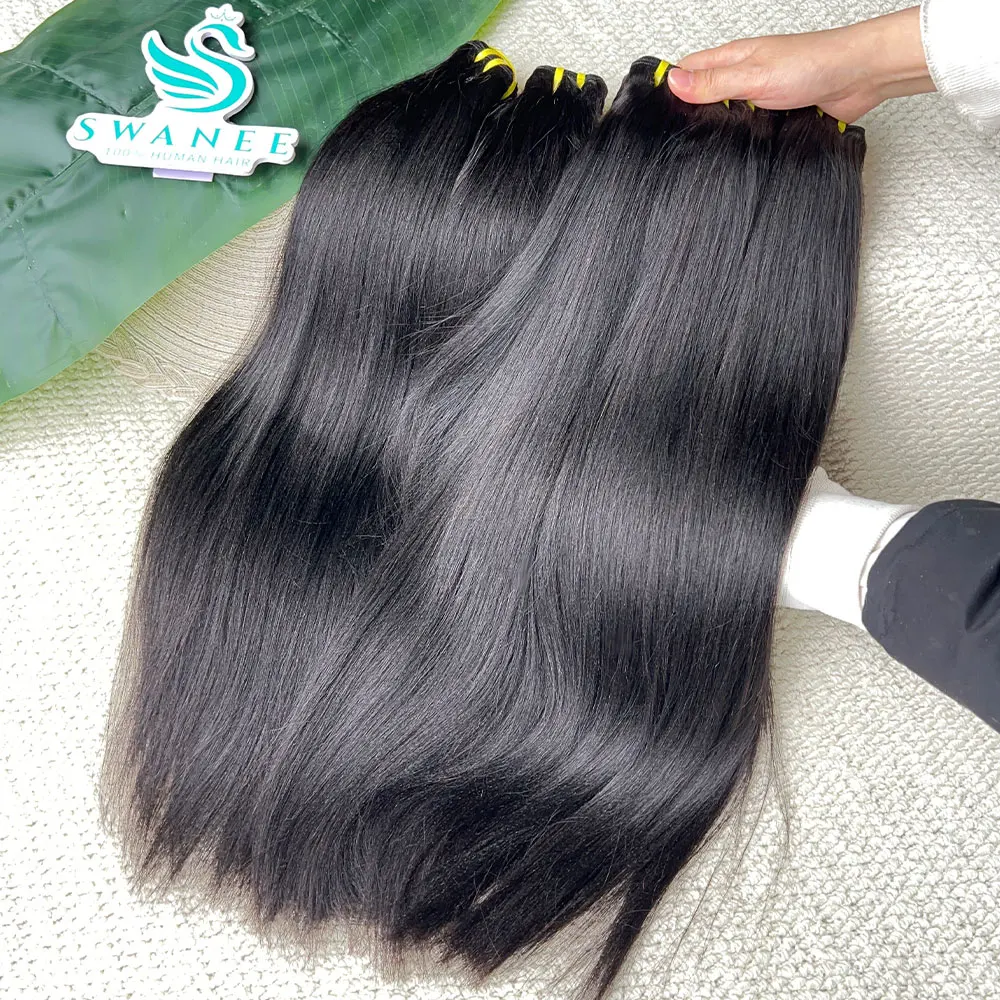 Light Yaki Straight 100% Rohe Unbehandelte Echthaar-Extensions Großhandel # 1B Natürliches Schwarzes Echthaar-Tressenbündel für den Salonbedarf – Detail 14