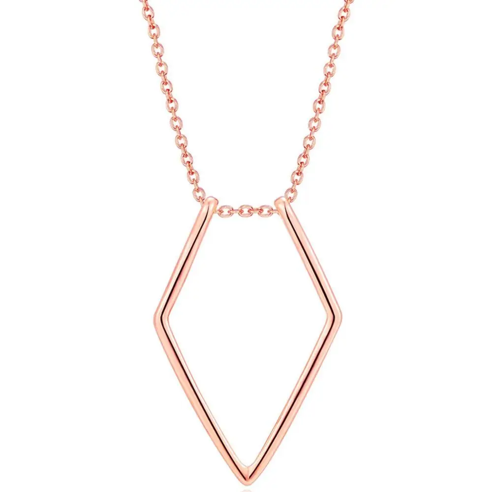 

Wedding Engagement Silver Necklace Titanium Stainless Ring Holder Rhombus Opening Ring Keeper Women