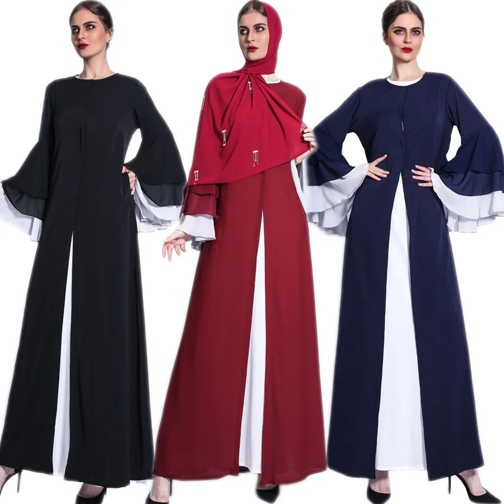 

2024 Open Abaya Women Muslim Maxi Dress Flare Sleeve Kimono Kaftan Turkey Dubai Eid Ramadan Islamic Clothing Caftan Gown Abayas