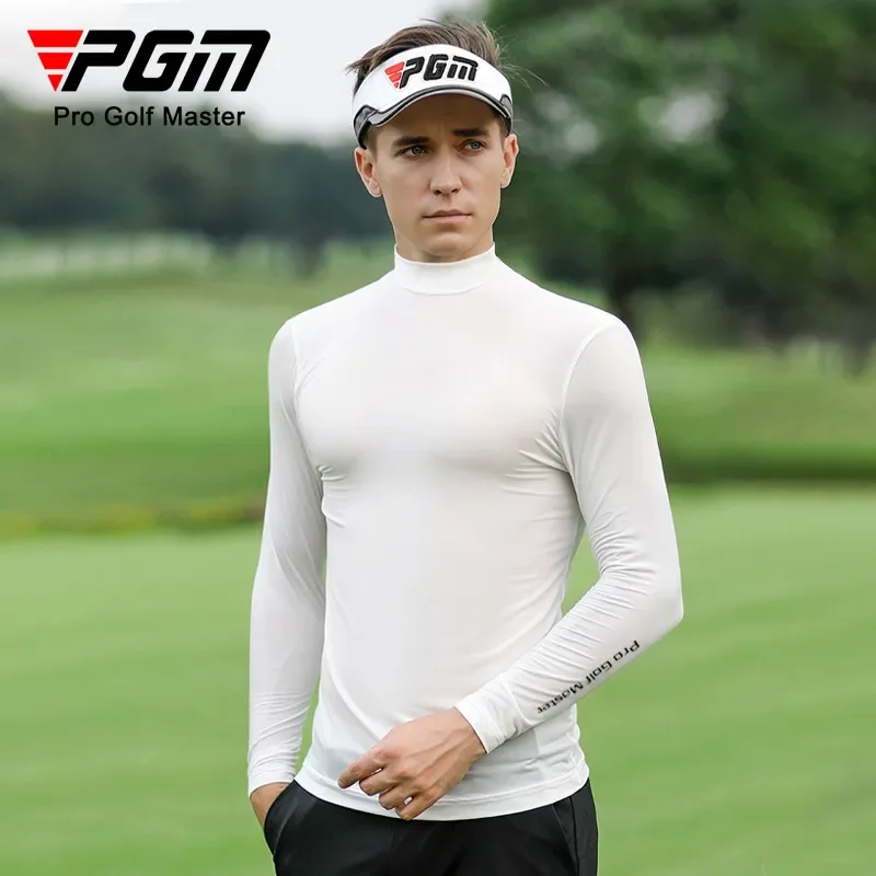 PGM Golf Men's Sunscreen Shirts Ice Silk Long Sleeve UV Protection Cool Breathable High Elastic Sports Training Clothing YF488