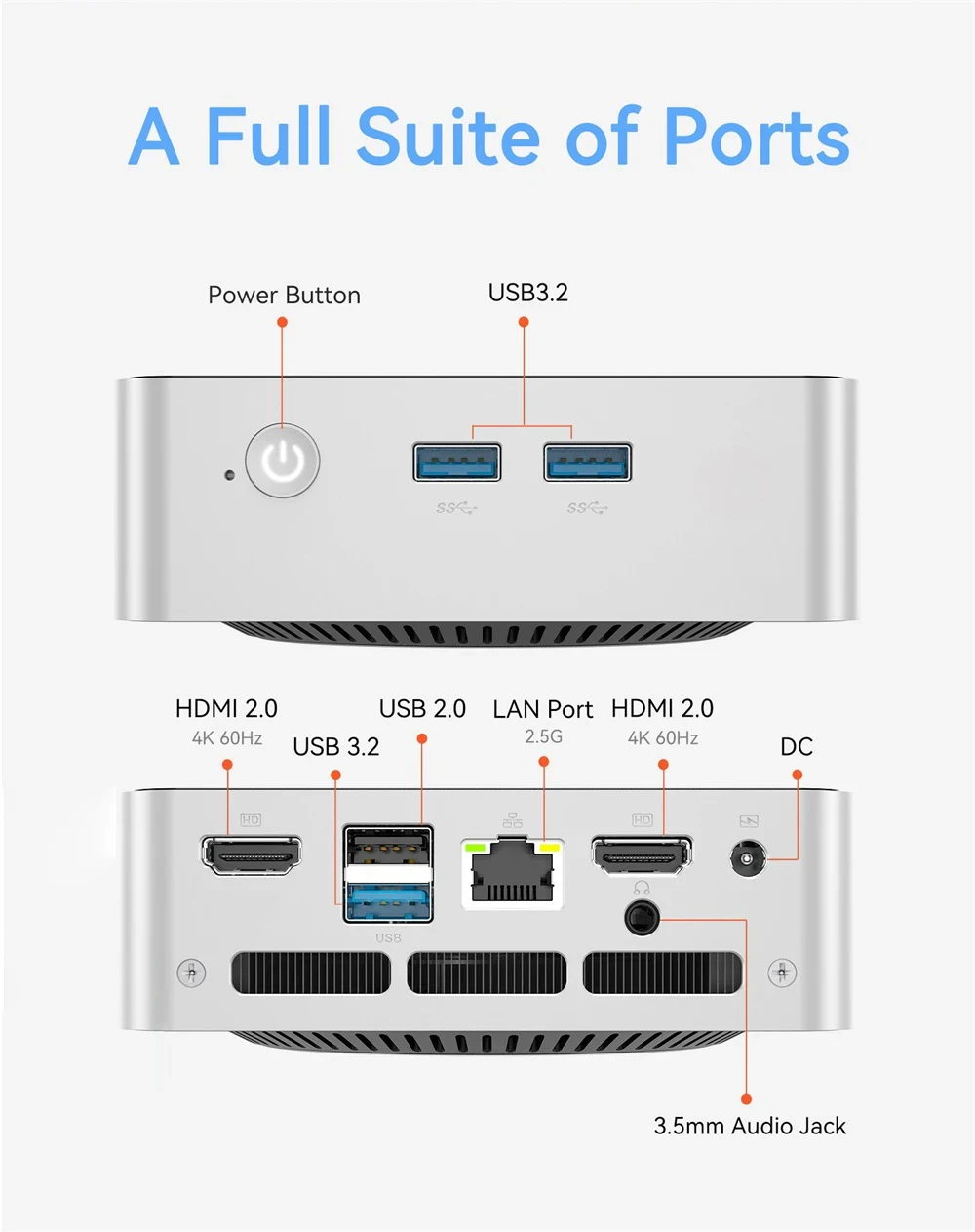 ERVPES M1 NEW Mini PC Intel I5-8257U Windows 11 Pro 4-Core 8-thread 8GB + 256GB / 16GB + 512GB WiFi 6 Mini Computer PC