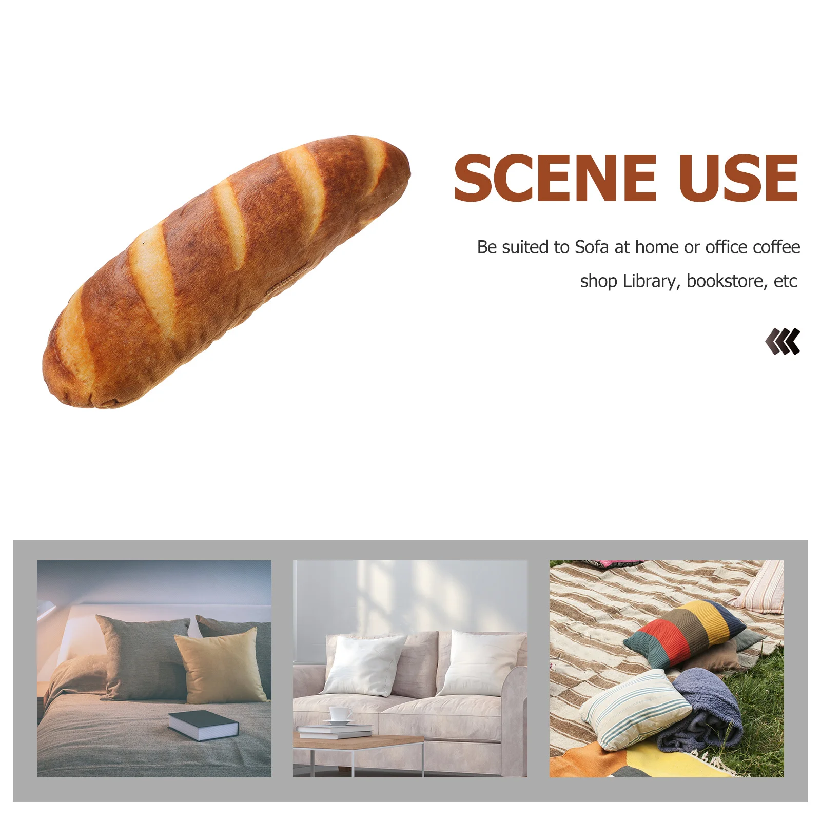 Simulation Bread Pillow Butter Design Washable Cotton Filled Lumbar Cushion For Home Decor French Bread Throw Pillow