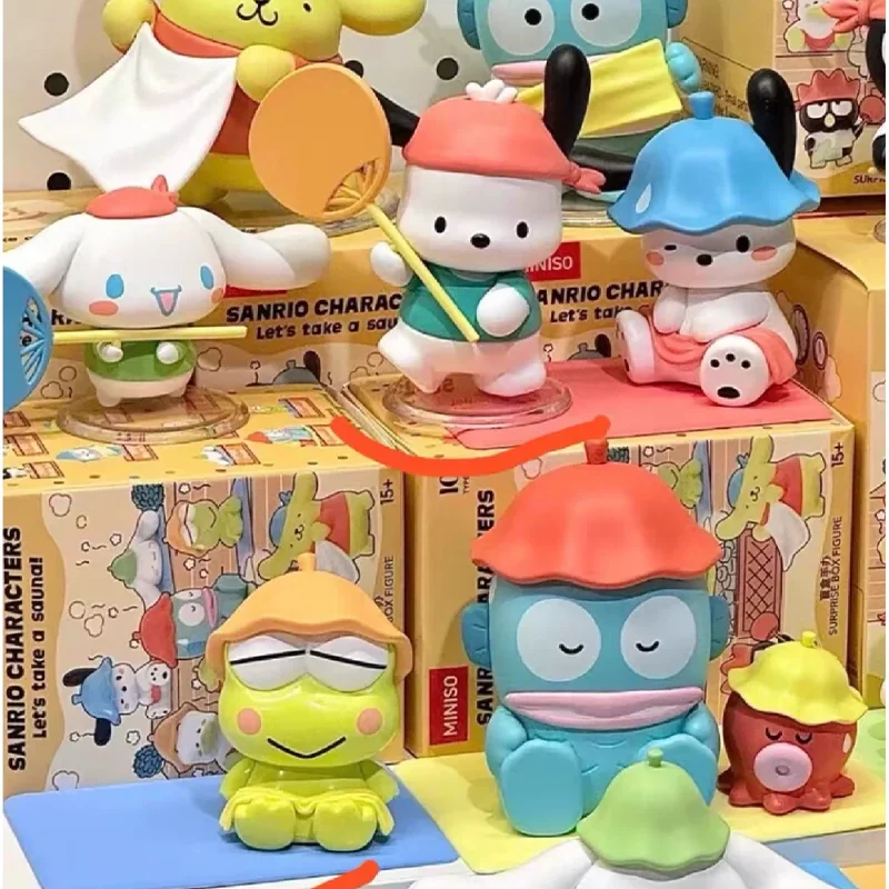 

Miniso Three Friends Sauna Session Plush Toys Big Ear Dog Pa Cha Dog Spruce Dog Ugly Fish Blind Box Trendy Collectible Items