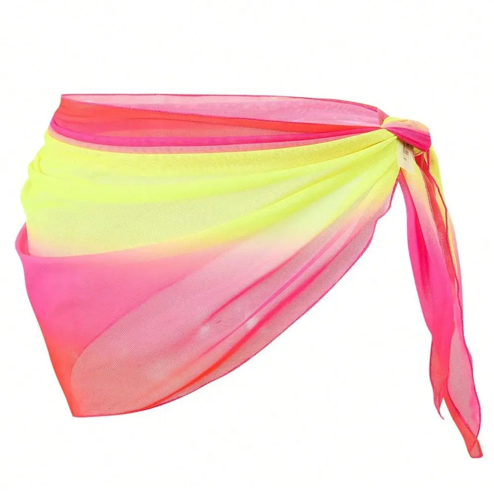 Chiffon Material Beach Dress Short Length UPF Protection Swimsuit Coverups Breathable Quick-Dry Gradient Color Sarongs