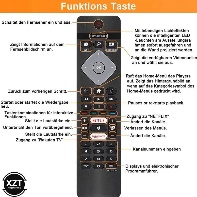 Remote Control Replacement for All Philips Ambilight 4K Smart LED TV BRC0884402/01 75PUS6754/12 65PUS6754/12 65PUS6704 55PUS6754