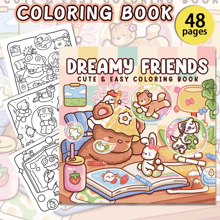 Dreamy Friends Coloring Books, Cozy Scenes, Easy Coloring, For Home Parent - Child DIY, Relax, Unwind, Boost Creativity