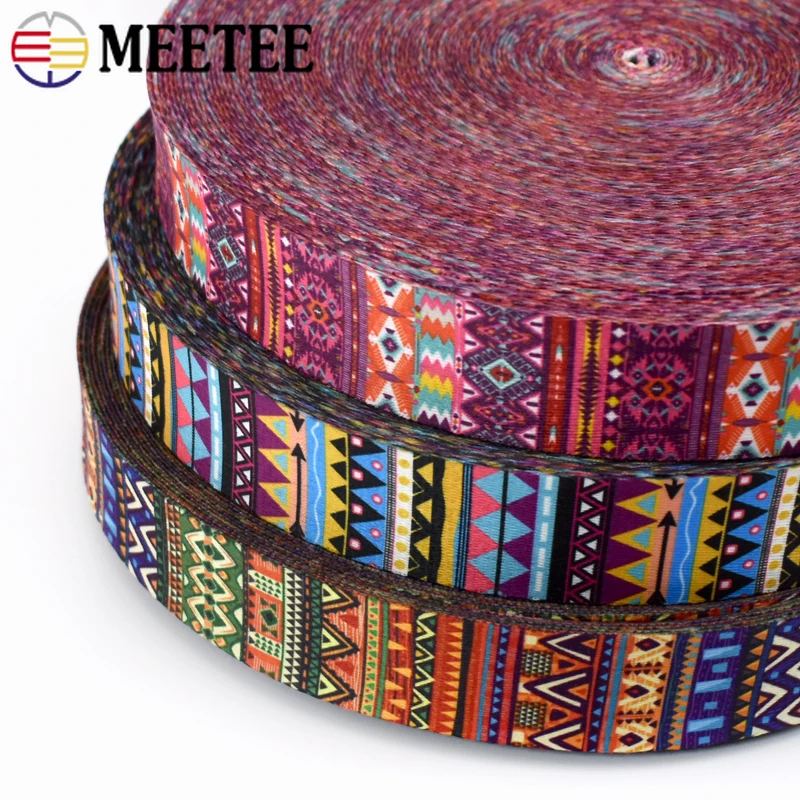 2/3/4/5Meters 38/50mm Ethnic Jacquard Nylon Webbing Double-sided Printed Luggage Strap Clothes Binding Tape Sewing Accessories