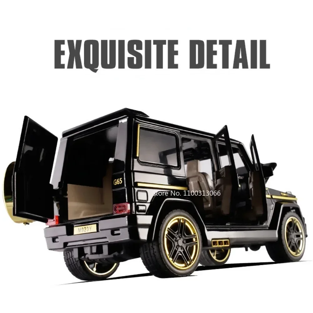 Voitures miniatures Benz G65, échelle 1:24, en alliage moulé sous pression, portes ouvertes, son et lumière, nervures arrière, véhicules tout-terrain, cadeaux pour enfants