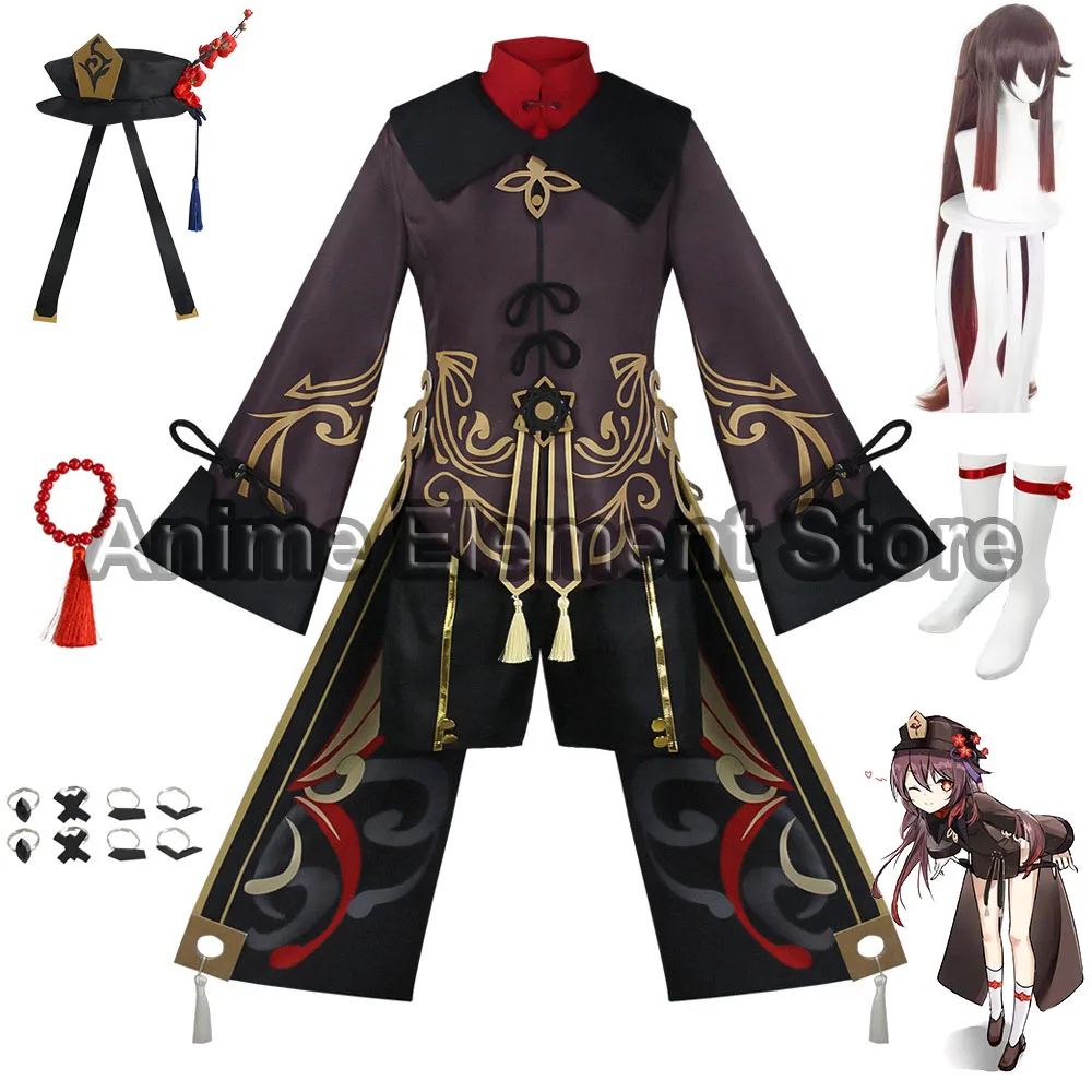 Genshin Impact Hutao Cosplay Kostuum Uniform Pruik Cosplay Anime Game Hu Tao Chinese Stijl Halloween Kostuums Voor Vrouwen