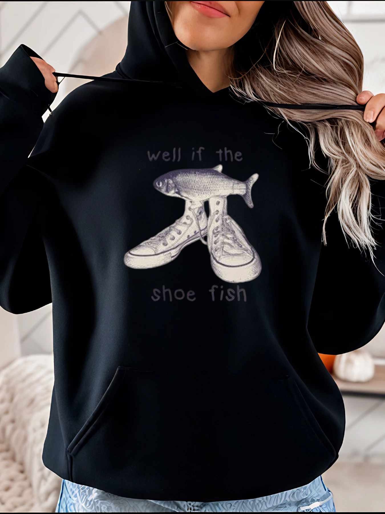 

Женская толстовка с капюшоном, повседневная толстовка с принтом рыбы, модный пуловер с рисунком, осенне-зимняя верхняя одежда 280